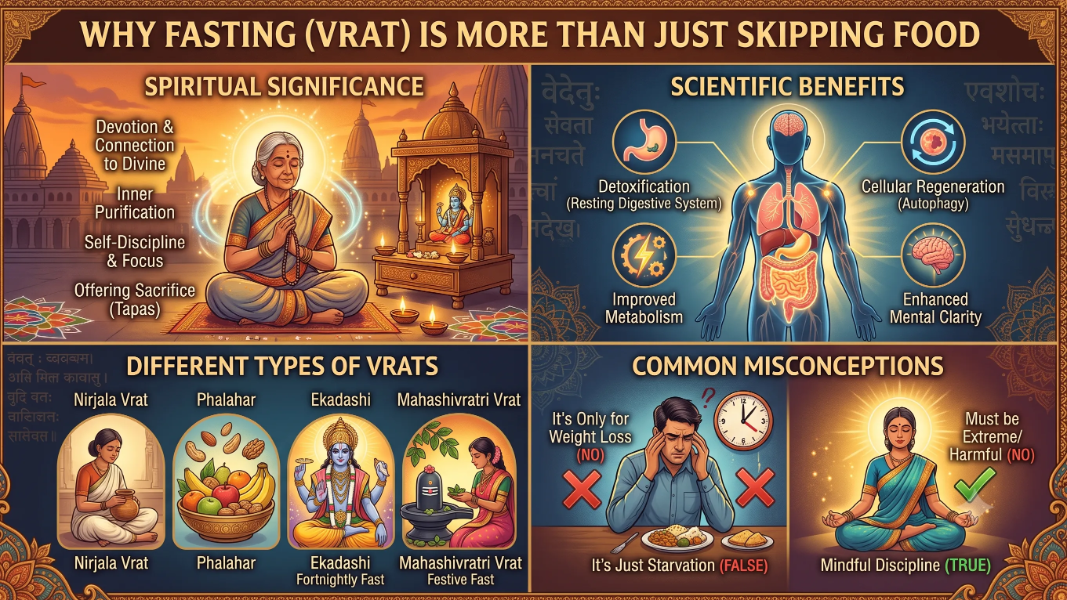 व्रत सिर्फ भोजन त्यागना नहीं: जानिए इसके गहरे आध्यात्मिक और वैज्ञानिक लाभ