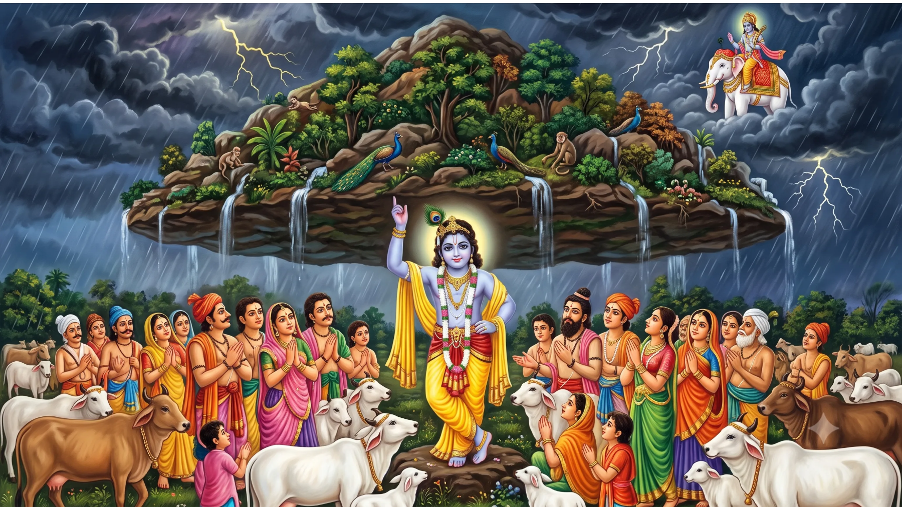गोवर्धन पूजा क्यों की जाती है? जानिए भगवान कृष्ण और गोवर्धन पर्वत की सरल कथा